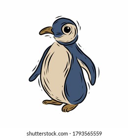 Penguin vintage line art drawing vector