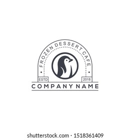 Penguin vintage vector logo design template