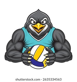 penguin volleyball mascot vector illustration volleyball mascot design