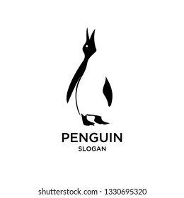 penguin walk logo icon designs vector illustration silhouette