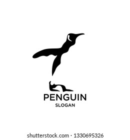 penguin walk logo icon designs vector illustration silhouette