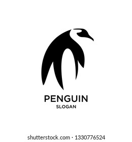 penguin walk logo icon designs vector illustration silhouette