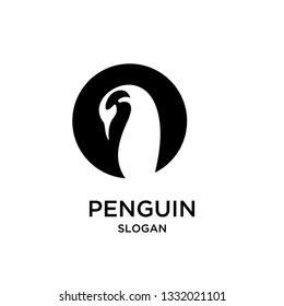 penguin walk shield circle logo icon designs vector illustration silhouette