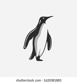 penguin walks by himself logo design vector