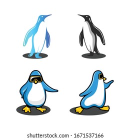 Pinguinwanderungen allein Logo Maskottdesign