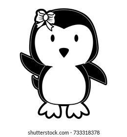 penguin waving hello or bye cute animal cartoon icon image 