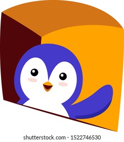Penguin waving, illustration, vector on white background.