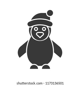 Penguin wearing Christmas hat, Merry Christmas icon set, solid design