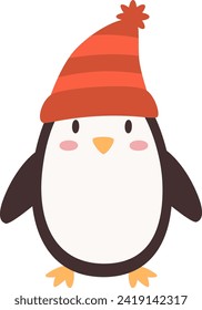 Pinguin trägt eine Vektorgrafik mit Hut
