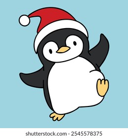 Pingüino con un sombrero de Santa