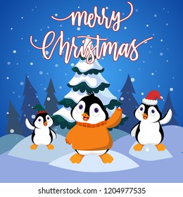 Penguin Wearing Santa Hat, Sweater, and Dwarf Hat