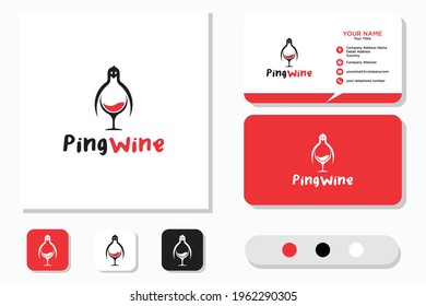 Penguin and Wine Logo Design and Business Card