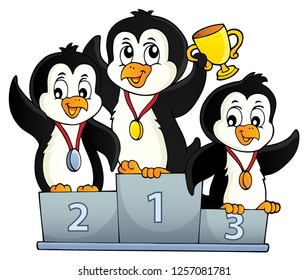 Penguin winners theme image 1 - eps10 vector illustration.