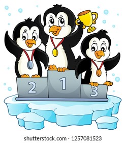 Penguin winners theme image 2 - eps10 vector illustration.