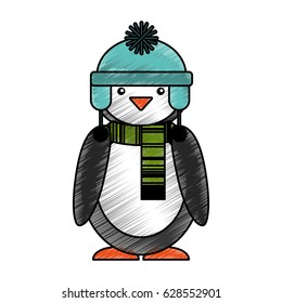 penguin with winter hat character