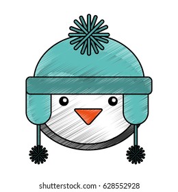 penguin with winter hat character