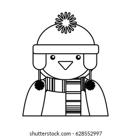 penguin with winter hat character