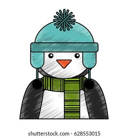 penguin with winter hat character