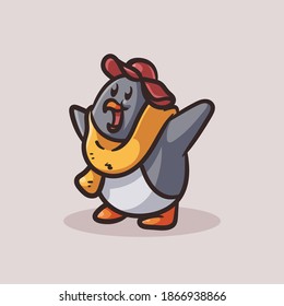 Pinguin in Wintergrafik. bearbeiteter Dateivektor