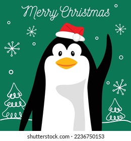 penguin winter mood Merry Christmas banner