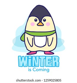 Penguin Winter's Animal Hand Drawn Illustration
