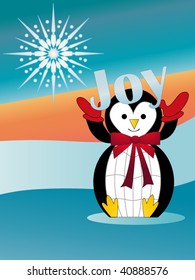 penguin with word joy (put your own word choice here)