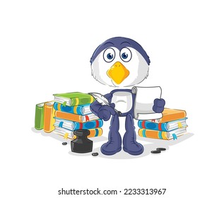the penguin writer vector. cartoon character
