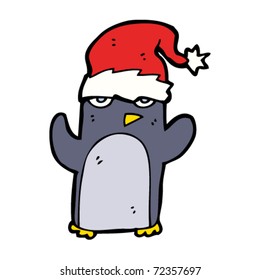 penguin in xmas hat cartoon