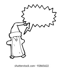 penguin in xmas hat cartoon