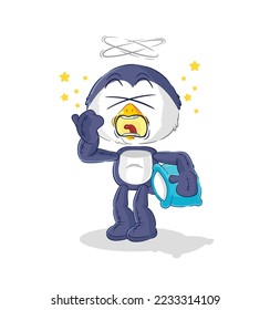 the penguin yawn character. cartoon mascot vector