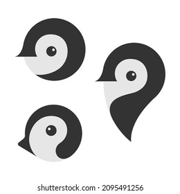 Penguin zoo sea animal abstract vector logo or icon template, sign or symbol.