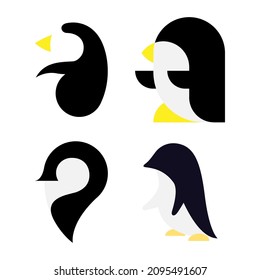 Penguin zoo sea animal abstract vector logo or icon template, sign or symbol.