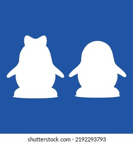 Penguins Animal Pair Couple Love Amorous Tux Art Blue Vector