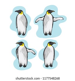 Penguins animal vector hand drawn cartoon illustration