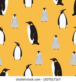 penguins animals vector seamless pattern. Concept for print, cards, wallpapers, web design 