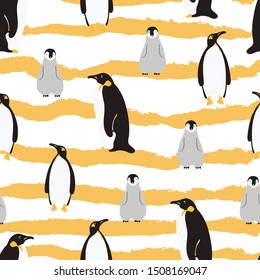 penguins animals vector seamless pattern. Concept for print, web design, cards, wallpapers, textile