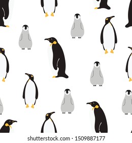 penguins animals vector seamless pattern. Concept for print, textile, web design, cards 