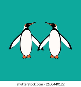 Pinguine. Antarktis wildlebende Königspinguine in kalten Karikaturen, anständige Vektorgrafiken.