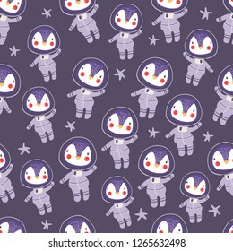 penguins astronauts pattern
