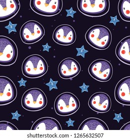 penguins astronauts pattern