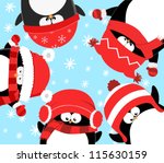 Penguins Celebrating Christmas