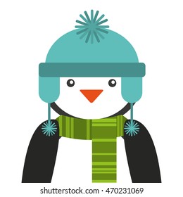 penguins christmas character isolated icon vector illustration design