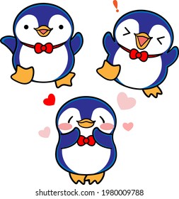 Penguins cute illustration material set
