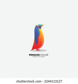 Pinguine Design-Logo-Vorlage Farbverlauf-bunte 