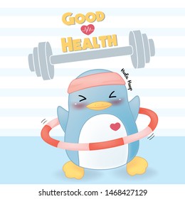 penguins exercise HulaHoop for good healty