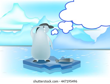 Penguins get global warming and speech bubbles.