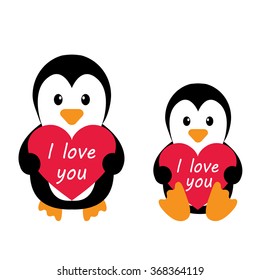 penguins and heart and an inscription