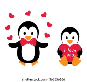 penguins and heart and text