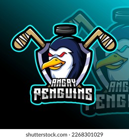 Penguins Hockey Animal Mascot Sport Club Team Badge