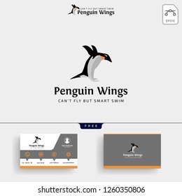 Penguins Logo template vector illustration and business card design